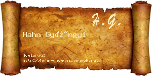 Hahn Gyöngyi névjegykártya