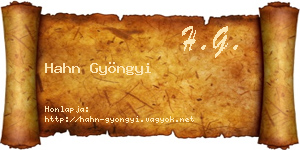 Hahn Gyöngyi névjegykártya